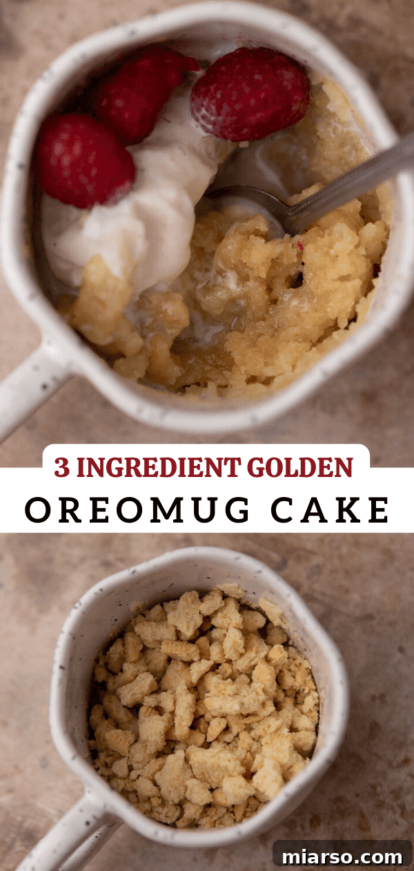 Molten Gold Oreo Mug Cake: Just 3 Ingredients 12 Another Pinterest collage showcasing Golden Oreo mug cake variations.