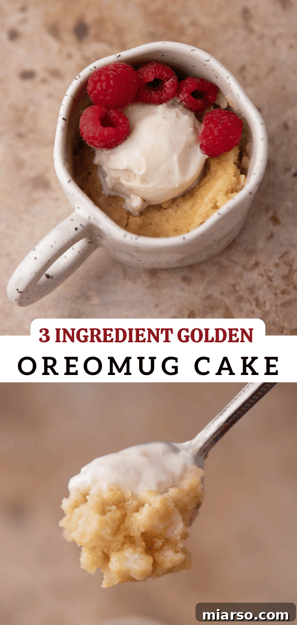 Molten Gold Oreo Mug Cake: Just 3 Ingredients 13 A third Pinterest collage with inspiring Golden Oreo mug cake imagery.