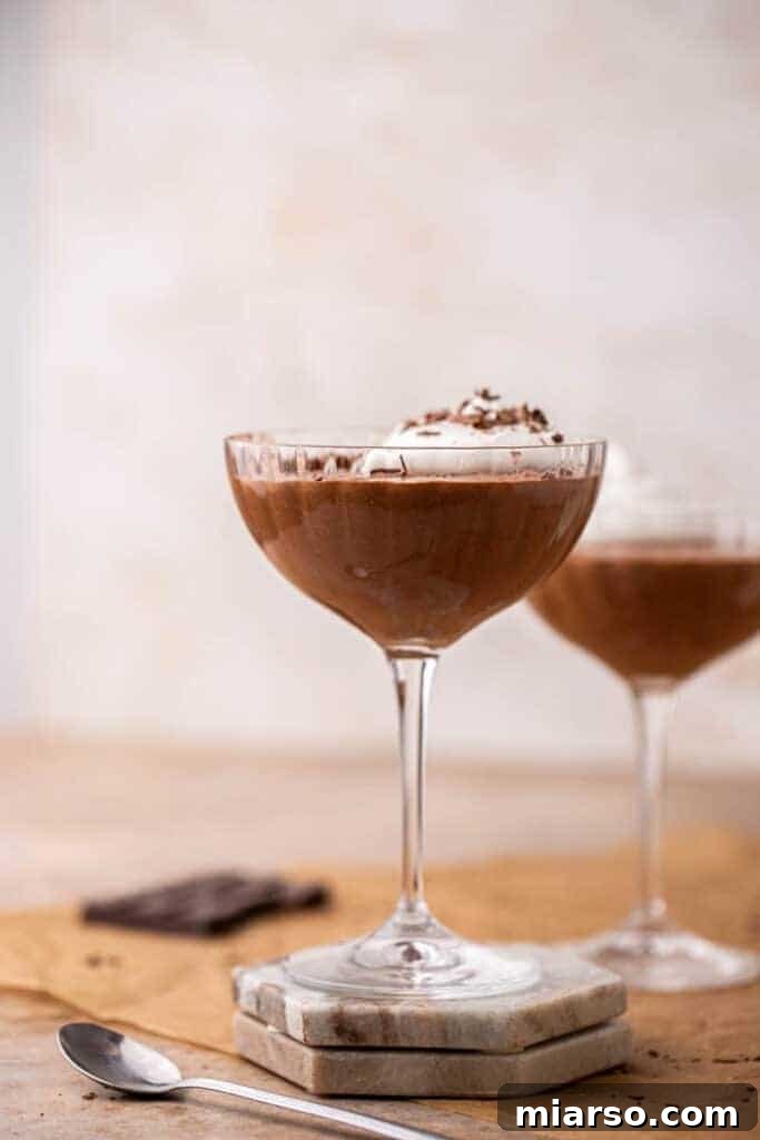 Small batch chocolate mousse served in a glass