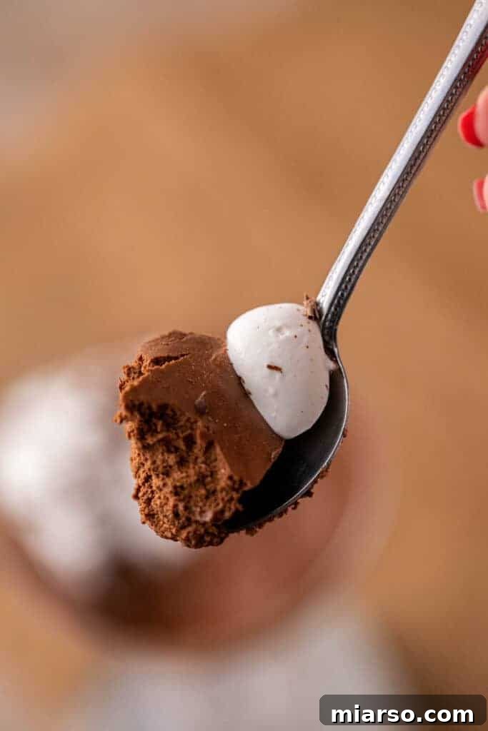Spoonful of airy chocolate mousse