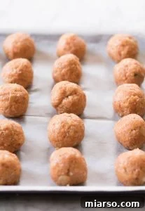 Chicken buffalo meatballs ready for the oven