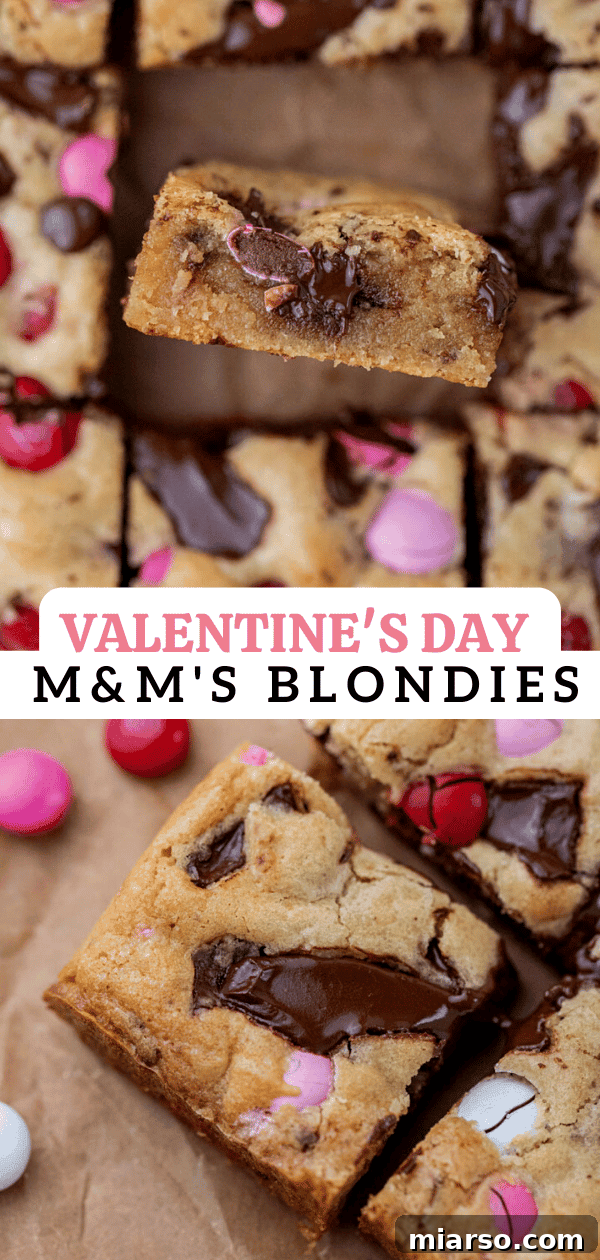 Valentine's Day M&M's blondies - perfect for sharing with a festive feel