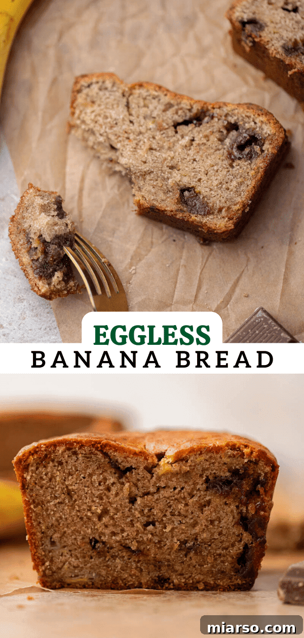 Promotional image for eggless banana bread recipe