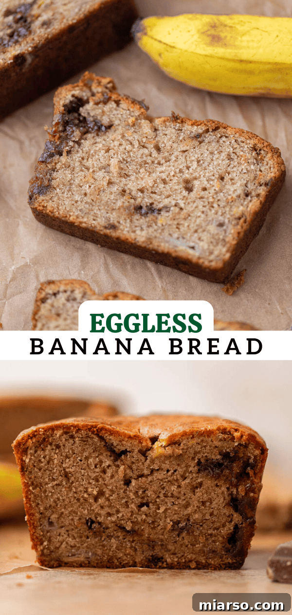 Promotional image for eggless banana bread recipe