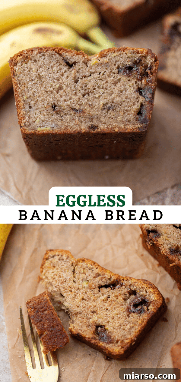 Promotional image for eggless banana bread recipe