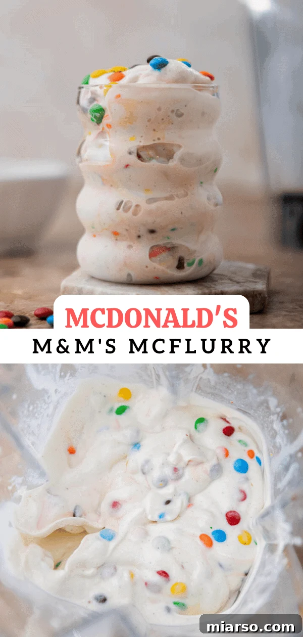 Close-up of a homemade M&M's McFlurry, perfect for pinning.