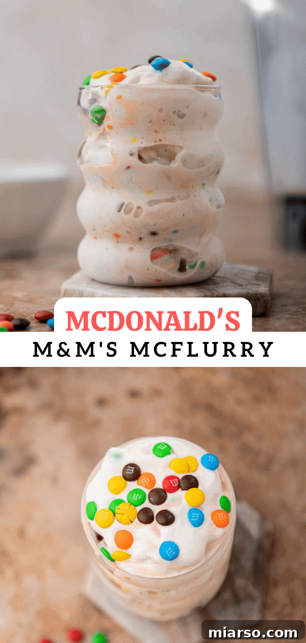 Two homemade M&M's McFlurries in clear cups.
