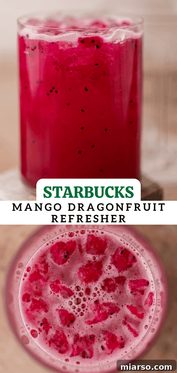 Starbucks Mango Dragonfruit Refresher for Pinterest