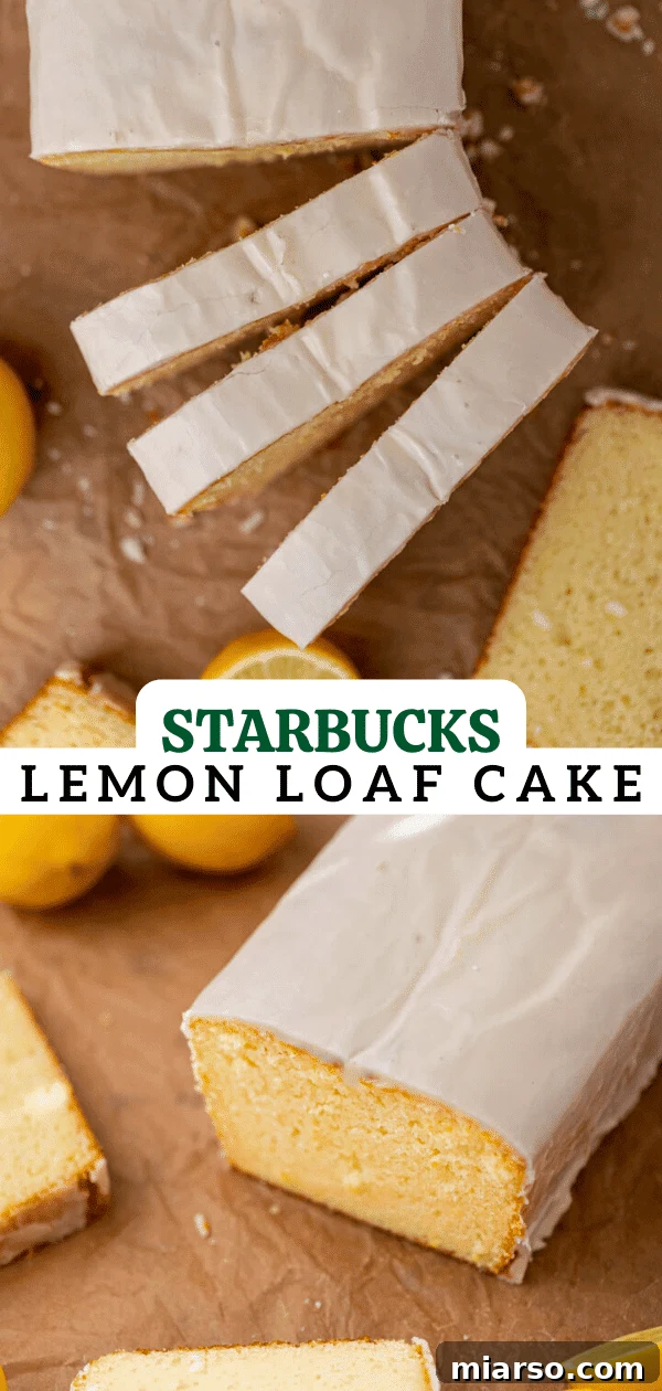 A vibrant close-up of a Starbucks lemon loaf slice with its signature thick glaze.