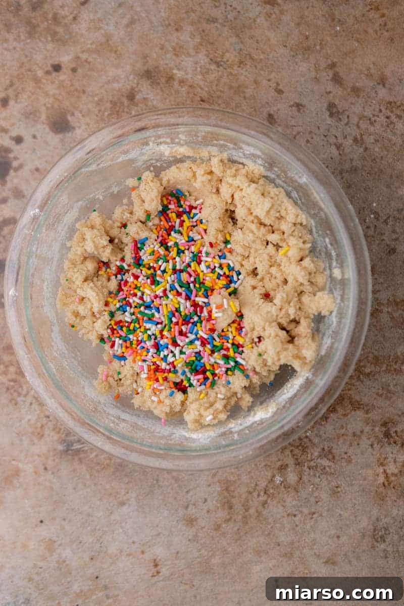 Irresistible Sprinkle Sugar Cookies 6 Sprinkle cookie dough in a bowl