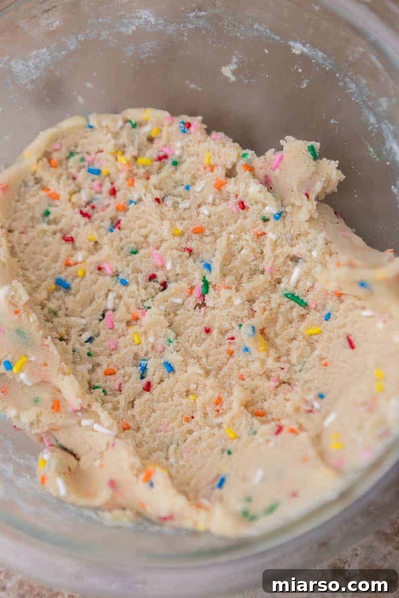 Irresistible Sprinkle Sugar Cookies 7 Sprinkle cookie dough in a bowl