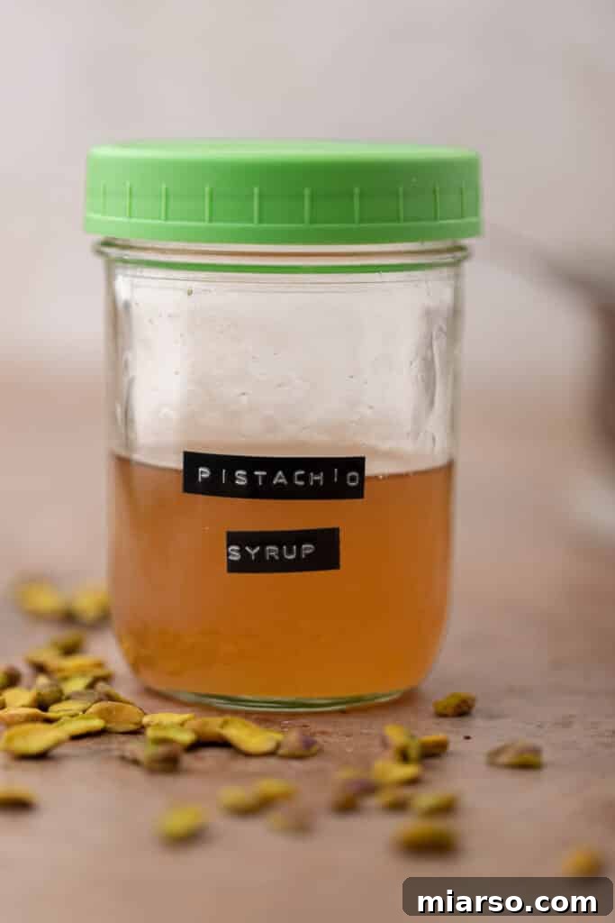 Starbucks Pistachio Syrup: Your Coffee's Delicious Upgrade 2 Homemade Starbucks-style pistachio syrup in a jar for coffee