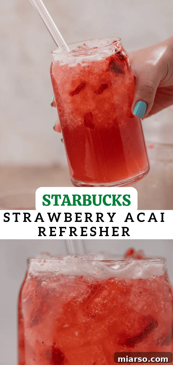 Craft Your Own Starbucks Strawberry Acai Refresher 14 Ingredients for strawberry acai refresher with finished drink