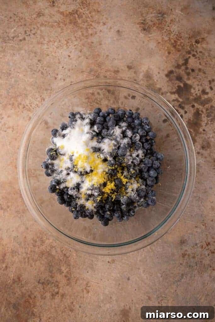 Irresistible Homemade Blueberry Cobbler 5 Fresh blueberries in a bowl, ready for baking.