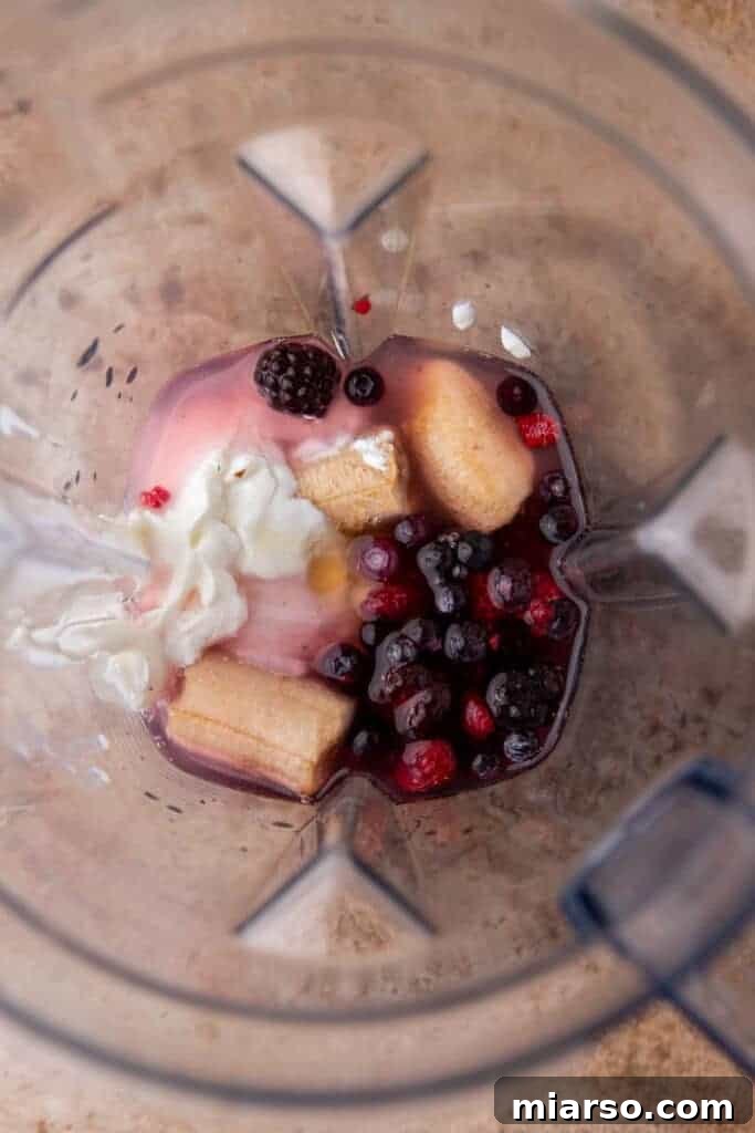 Ingredients in a blender