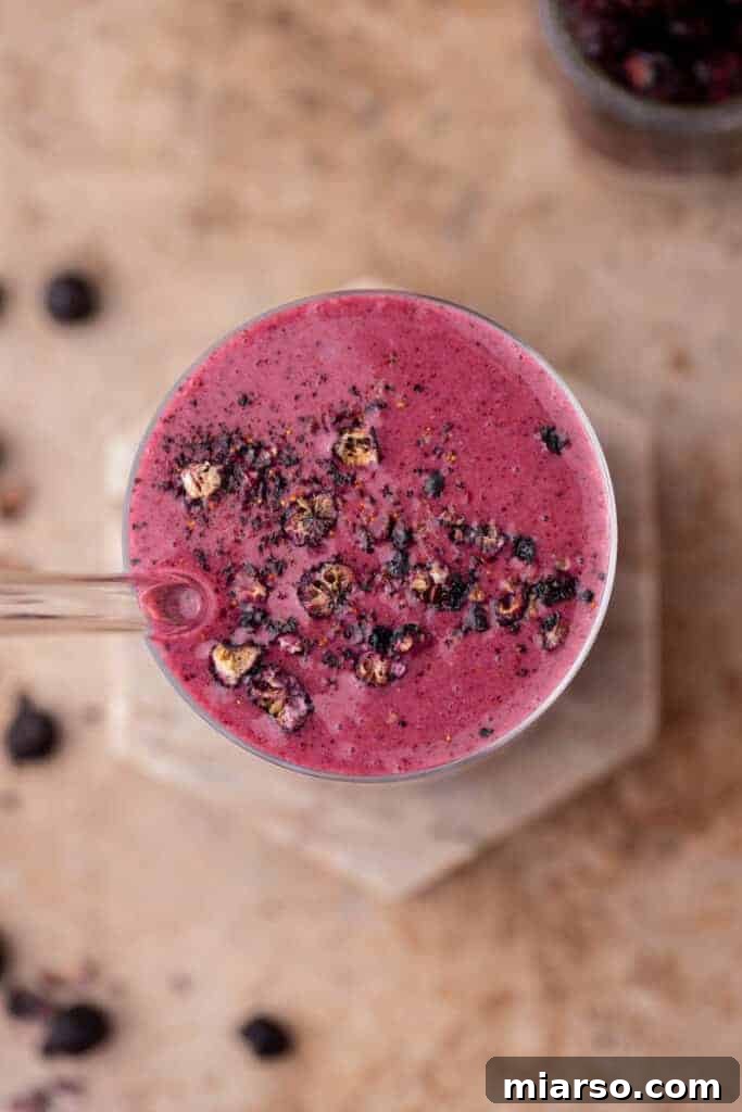 Overhead shot of berry smoothie