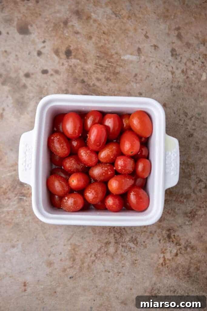 Cherry tomatoes in a pan