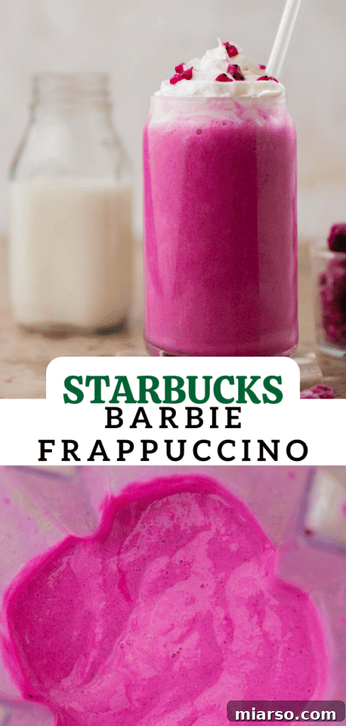 A second view of the Starbucks Barbie Frappuccino, ideal for social sharing.