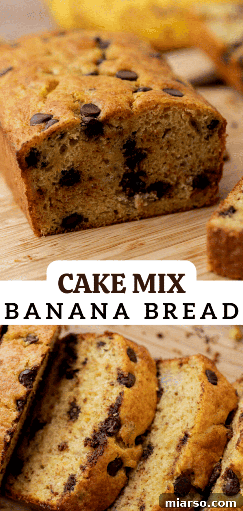 Delicious cake mix banana bread presented, perfect for saving