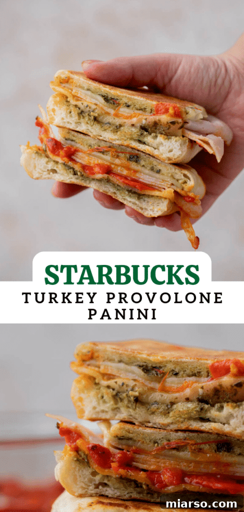 starbucks turkey provolone pesto panini sliced