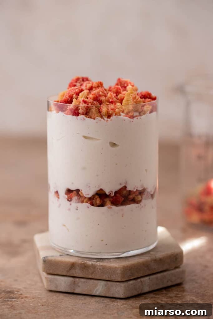 Heavenly Strawberry Shortcake McFlurry 2 Homemade McDonald's Strawberry Shortcake McFlurry copycat with creamy ice cream and strawberry crunch topping.