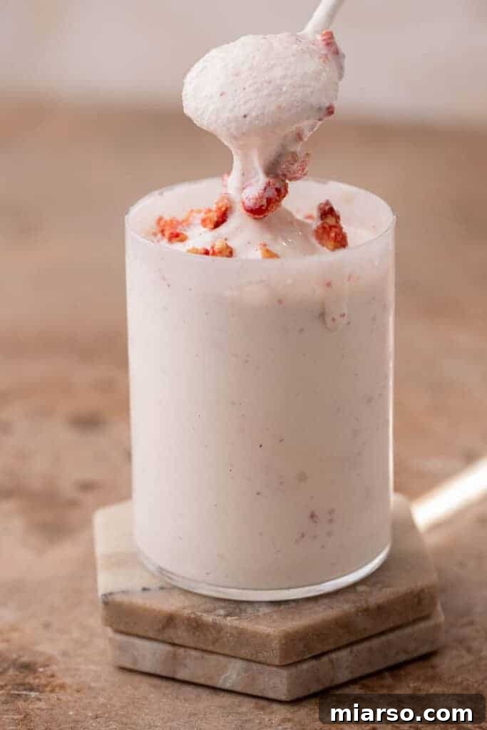 Heavenly Strawberry Shortcake McFlurry 9 A beautifully assembled McDonald's Strawberry Shortcake McFlurry, layered with soft serve and strawberry crunch.