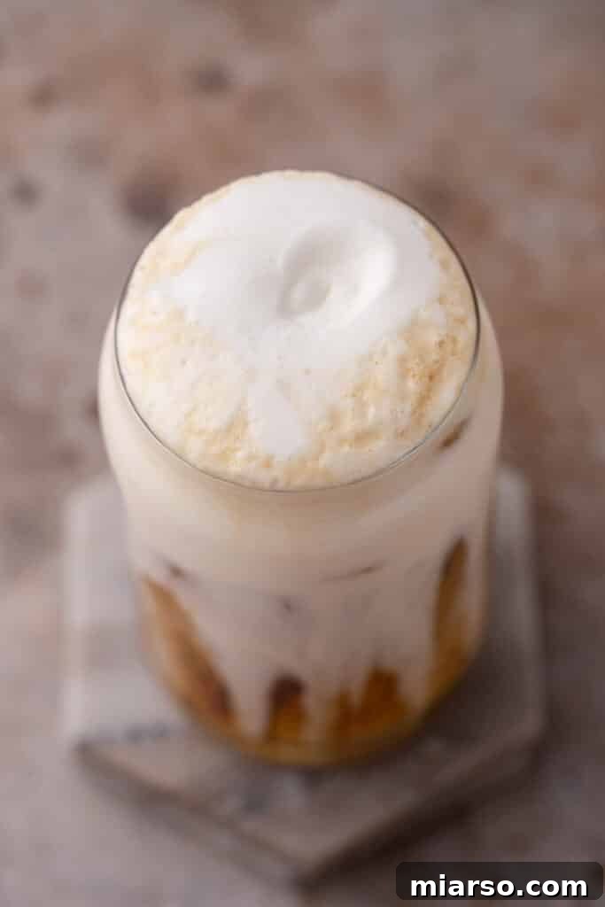 Vanilla sweet cream cold foam served on top of a delicious cold brew