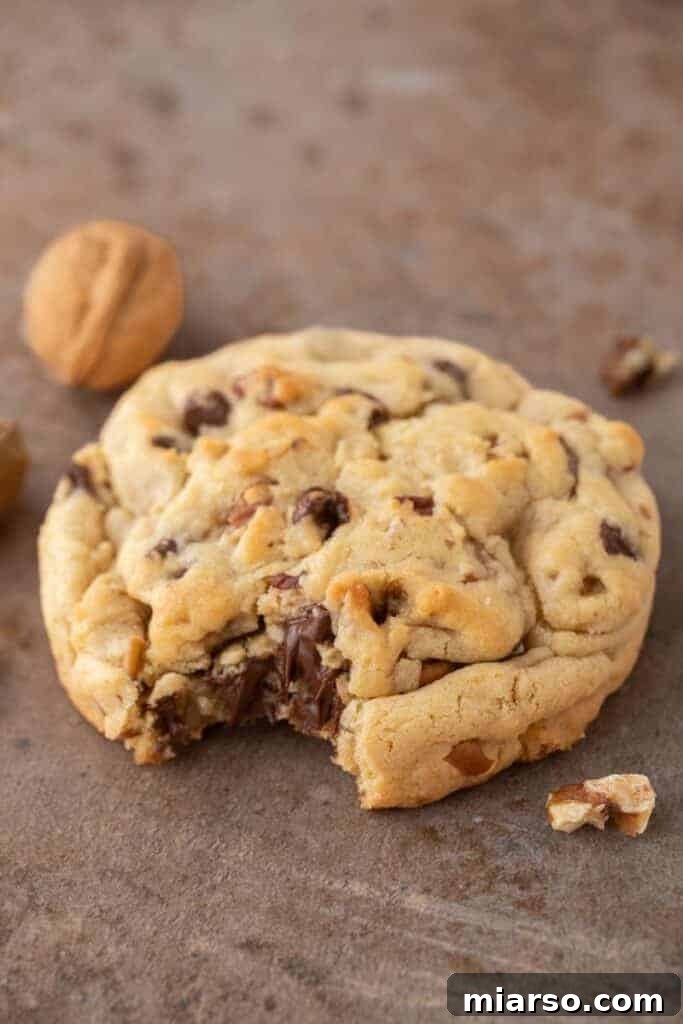 Close up of a cookie with. a bite taken out of it