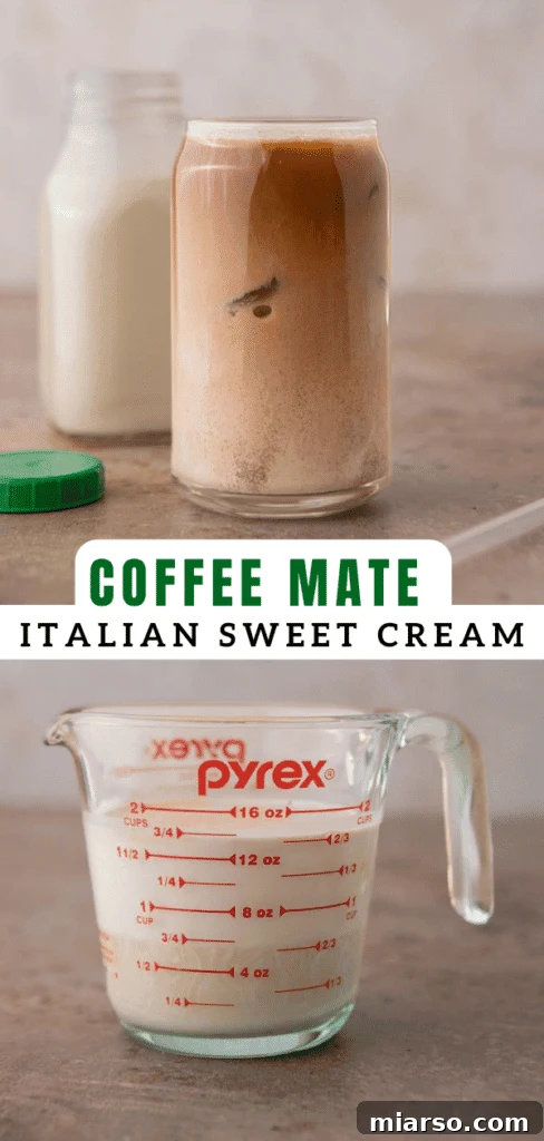 A mason jar filled with creamy Italian sweet cream, garnished with a coffee bean.