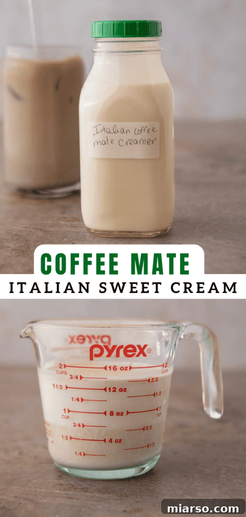 Top-down view of a refreshing glass of iced coffee made with homemade Italian sweet cream.