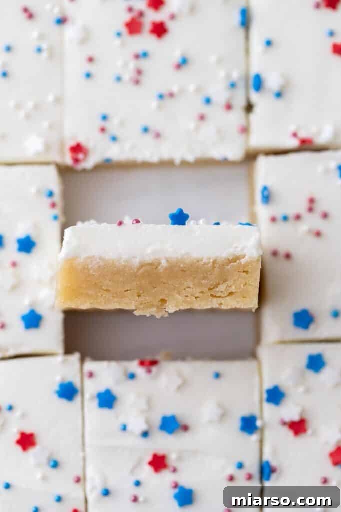 Star-Spangled Sugar Cookie Bars 4 Sliced bars