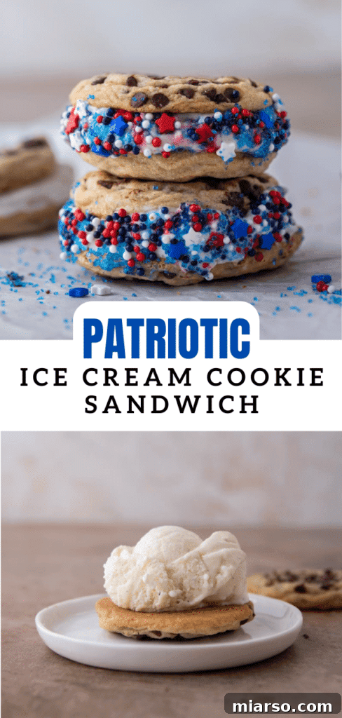 Patriotic ice cream cookie sandwich for Pinterest