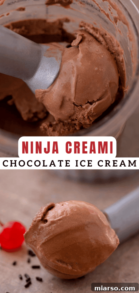 Decadent Ninja Creami Chocolate Ice Cream 11 Ninja Creami chocolate ice cream pin image 1