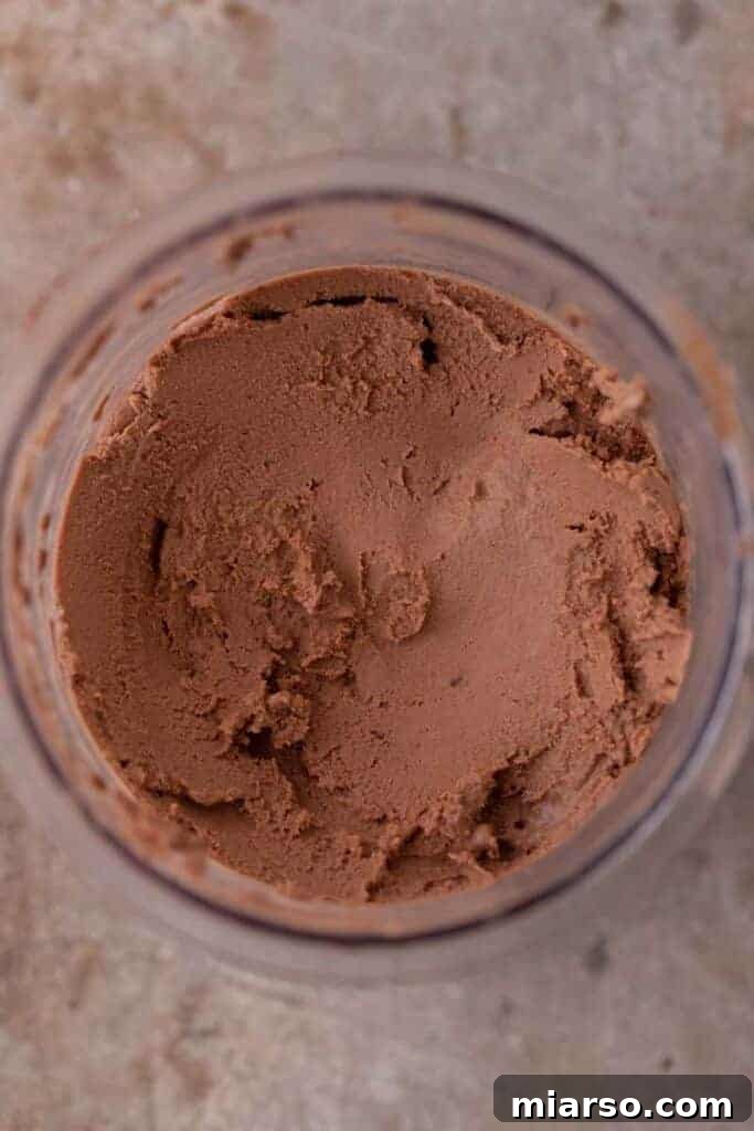 Decadent Ninja Creami Chocolate Ice Cream 7 Finished Ninja Creami chocolate ice cream ready to serve