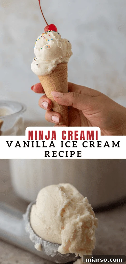 Vanilla ice cream made in Ninja Creami for Pinterest