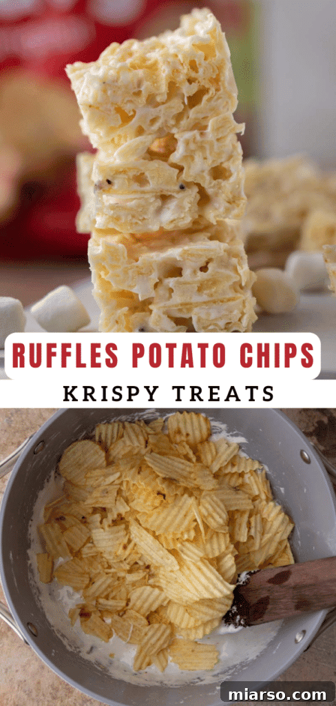 Close-up of Ruffles krispy treats, showcasing the texture