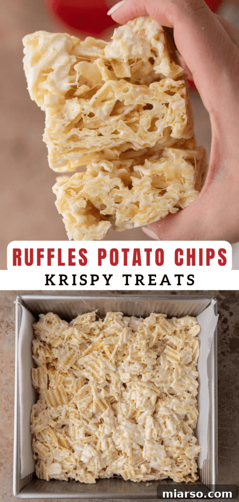 Multiple Ruffles krispy treats stacked, ready to be served