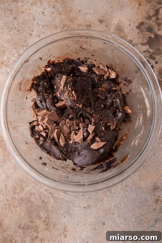 Your New Favorite Brownie Mix Cookies 6 Brownie mix cookie dough in a mixing bowl, ready for scooping.