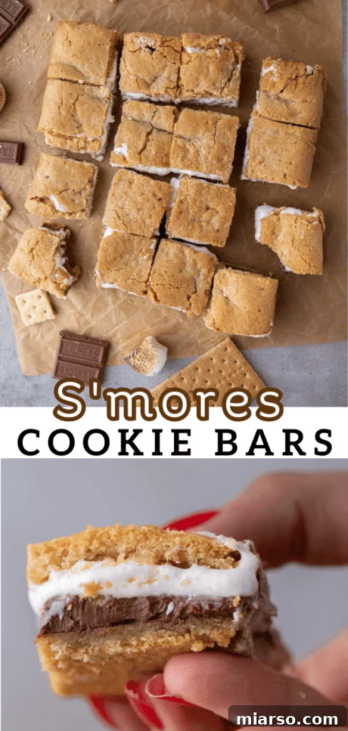 S'mores cookie bars arranged artfully on a plate, ready to be enjoyed.