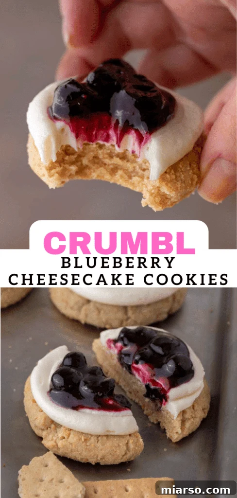 Freshly baked Crumbl blueberry cheesecake cookies