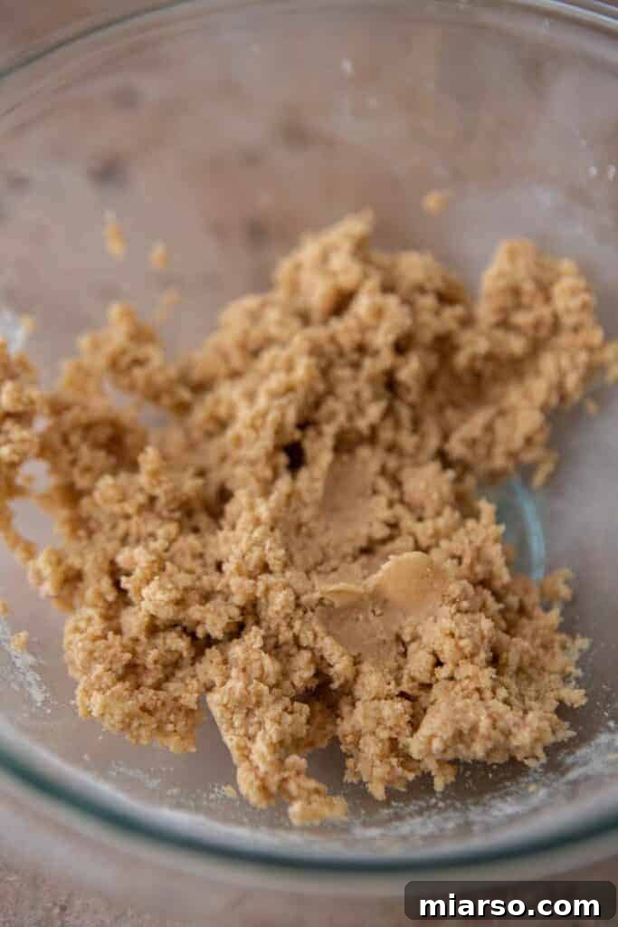 Graham cracker cookie dough in a mixing bowl