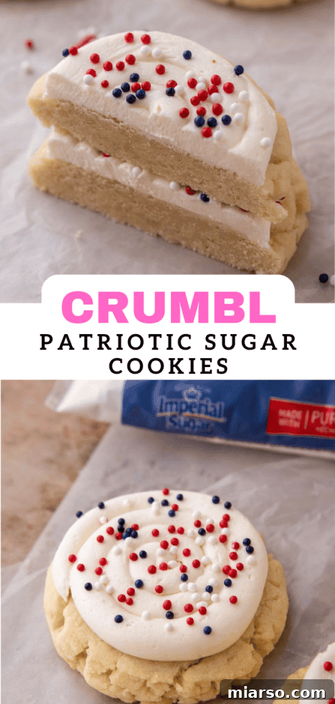 Close up of a Crumbl patriotic sugar cookie