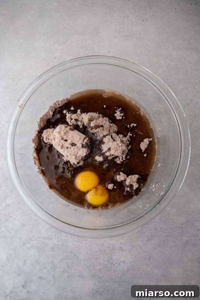 Wet ingredients in a bowl
