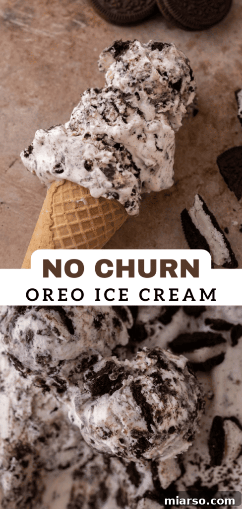 Simply Delicious No Churn Oreo Ice Cream 14 Another appealing shot of no-churn Oreo ice cream, showcasing its creamy texture and the perfect distribution of cookie chunks, ideal for a dessert lover.