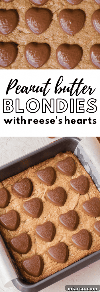 Delicious Reese's Peanut Butter Blondies pin image.