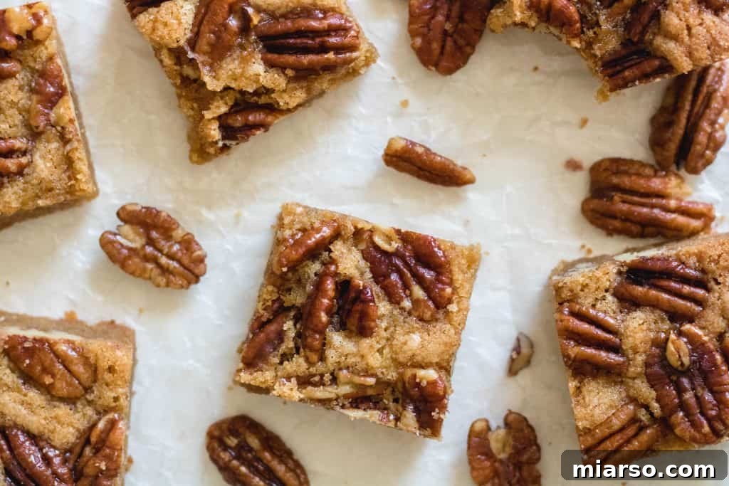 Rich brown butter candied pecan blondies with a perfect chewy texture.