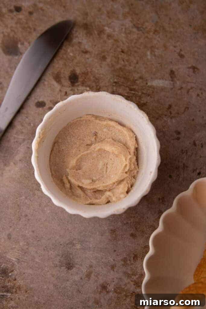 Perfect Cinnamon Sugar Toast, Every Time 7 Mixed cinnamon sugar butter spread in a bowl.