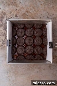 Oreo layer on top of brownie layer