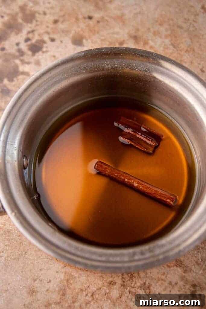 Apple crisp syrup in a pot