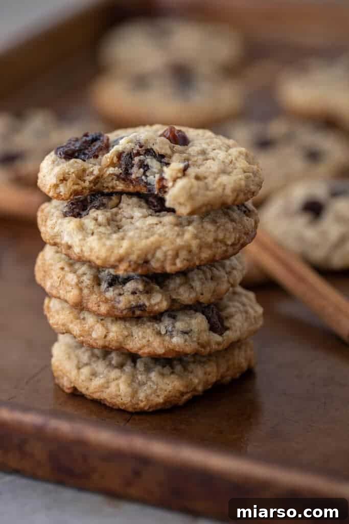 Stack of freshly baked vanishing oatmeal cookies